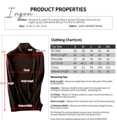 Ingvn - 100% Merino Wool Turtleneck Women Sweater Autumn Winter Warm Soft Jumper Women Knitted Pullover Femme Cashmere Sweater Knit