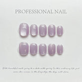 10Pcs Cute Handmade Press On Nails Full Cover Pearls Design Short Round Head False Nails Artificial Manicure Wearable Nail Tips