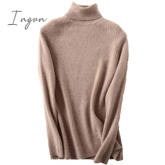 Ingvn - 100% Merino Wool Turtleneck Women Sweater Autumn Winter Warm Soft Jumper Women Knitted Pullover Femme Cashmere Sweater Knit