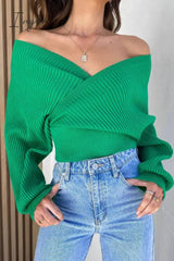 Ingvn - Sexy Simplicity Solid Fold V Neck Tops