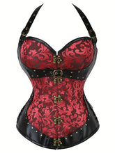 Romantic Jacquard Halter Strapless Corset Body Shaper - Firm Tummy Control, Lace-Up Detail, Push-Up Effect - Womens Lingerie for a Seductive, Sleek Silhouette