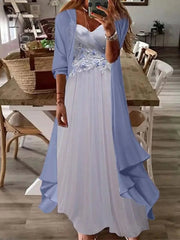Ingvn - Women's Casual Dress Dress Set Two Piece Dress Long Dress Maxi Dress Purple Brown Green Half Sleeve Flower Print Summer Spring V Neck Fashion Vacation 2023 S M L XL XXL 3XL
