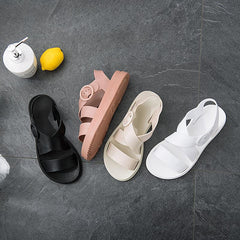 summer flat sandals female gladiator open-toed soft jelly sandals women's sponge cake non-slip beach shoes