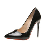 Sexy One Word Buckle High Heels Summer Fashion 12cm Super Heel Lady Party Pumps Large Pointed Toe Stiletto Women's Shoes 45