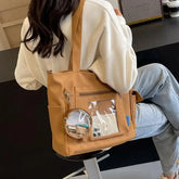 Ingvn Women'S Bag Solid Color Tote Bag Commuter Shoulder Bag Casual Simple Mummy Bag Big Capacity Nylon Handbag