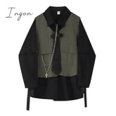 Ingvn - Spring Autumn Women's Two-Piece Sets Streetwear Fashion Tooling Style Vest And Solid Loose Long Sleeve Shirts Female Suit