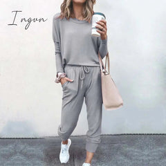 Ingvn - Autumn Casual Lounge Wear Women Tracksuit 2 Piece Set Loose Lounge Sets Ladies Sweat Suit Outfits Female
