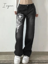 Ingvn - New Printed Baggy Y2K Jeans Women's Low Waist jeans Autumn Winter Oversize Wide Leg Baggy Pants Casual Cargo Trousers