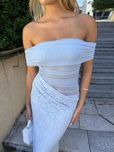 Off-shoulder Strapless Sexy Maxi Dress Women Summer Fashion Sleeveless Backless Lace See Through Club Party Long Dress