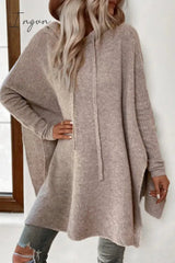 Ingvn - Casual Simplicity Solid Frenulum Hooded Collar Long Sleeve Dresses