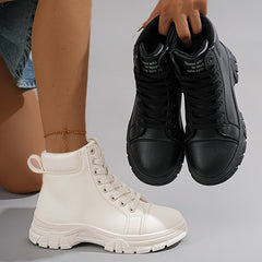 Women's Winter Snow Boots - Casual High-Top, Warm & Comfy with Lace-Up Design, Round Toe, Thick Sole, PU Cover, Rubber Sole