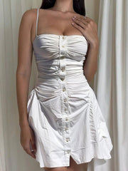 Ruched Button-Front Summer Dress