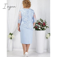 Ingvn - Fashion Trends Elegant Half Sleeve Lace Evening Dress Plus Size O Neck Short Mother Of The Bride Dresses Red Wedding Guest Party Gowns