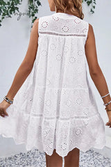 Ingvn - Casual Simplicity Solid Tassel Hollowed Out O Neck Sleeveless Dress Dresses