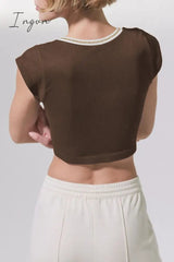 Ingvn - Sexy Street Solid Patchwork U Neck T-Shirts