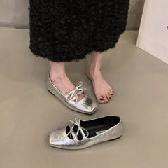 Double Bowknot Women Mary Jane Shoes New Spring Summer Square Toe Dress Flat Shoe Ladies Red Soft Sole Laofers Shoe Zapatos