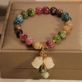 New Trendy Personality Colorful Tourmaline Natural Stone Beaded Bracelet for Women Niche Design Party Jewelry Girlfriend Gifts