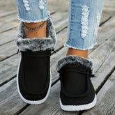 Cozy Chic Slip-On Sneakers - Ultra-Soft Plush Lining, Round Toe, Breathable Solid Color Fabric Upper, EVA Sole for Non-Slip Comfort, Hand Washable, Suitable for All Seasons, Perfect for Casual Daily Wear