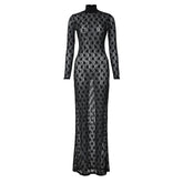 women's clothing spring and summer new fashion perspective mesh tight skirt sexy hollow lace dress female