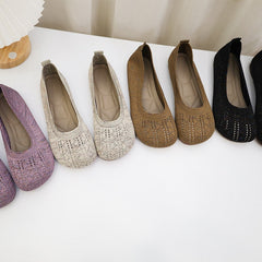Ballet Flats Women Casual Shoes Flat Heel Hollow-out Loafers Round Toe Knits Moccasins Espadrille Shoes