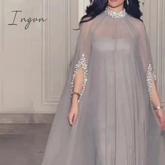 Ingvn - Summer Sequin Patchwork Female Large Size Long Dresses Women Casual Loose Pullover Dress Sexy Batwing Sleeve Chiffon Party Dress