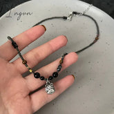 Vintage Chinese Style Lion Pendant Beaded Necklace for Women Men Lucky Punk Clothing Unusual Stone Bead Choker On The Neck Beads