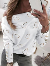 Ingvn - Women's Sweatshirt Pullover Basic White Beige Graphic Street V Neck Long Sleeve Top Micro-elastic Spring & Fall