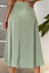 Ingvn - Decorative Buttons Split Midi Skirt