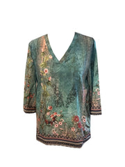 Tribal Print Casual V-Neck T-Shirt - Chic, Durable & Perfect for Spring to Fall, Easy Maintenance