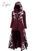 Ingvn - Women's Plus Size Winter Coat Coat Print Abstract Outdoor Halloween Long Sleeve Hoodie Long Winter Fall Black Blue Purple L XL XXL 3XL 4XL