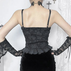 Gothic Retro Jacquard Bead Pendant Vest Women's Grunge Sexy Backless Tank Tops E Girl Crop Tops Party Clubwear