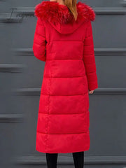 Ingvn - Women's Puffer Jacket Winter Jacket Winter Coat Parka Street Daily Valentine's Day Winter Fall Long Coat Regular Fit Warm Casual Jacket Long Sleeve Plain Full Zip Black Blue Red / Going out