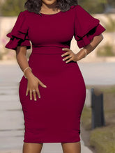 Plus Size Elegant Medium Stretch Crew Neck Bodycon Pencil Dress - Zipper Closure, Solid Color, Polyester Fabric, Spring/Fall Wear, Knit Fabric, Black Fashion Style - Comfortable and Chic for Curvy Women