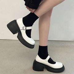 Platform Mary Jane Shoes New Women's Shoes Women Thick Heels Trendy Street Lolita Shoes Round Toe Ankle Strap Pumps