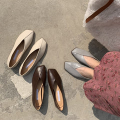 Bailehou 2026 New Flat Shoes Women Square Toe Ballerina Slip on Loafers Flat Heel Ladies Shallow Mouth Casual Shoes Zapatos Muje