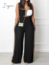 Ingvn - Sets Outifits 2023 New Geometric Print Wide Leg Suspender Jumpsuit Fashion Casual Pieces For Wome