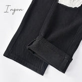 Ingvn - Womens Fashion Skull Patterned Low Rise Jeans Streetwear Women Clothing Black Denim Trousers Cyber Y2k Aesthetic Goth Pants C82-DI53