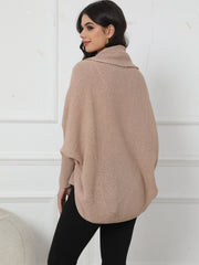 Solid Open Front Knit Cardigan, Casual Batwing Sleeve Outwear For Spring & Fall, Women's Clothing