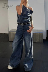 Ingvn - Casual Solid Patchwork Asymmetrical Sleeveless Two Pieces