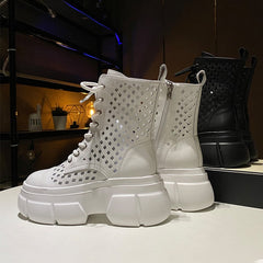Martin boots summer thin female 2026 models hole sandals sports casual transparent father female ins trend leather boots