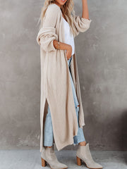 Stylish & Cozy Open Front Cardigan - Long Sleeve, Stretch Knit, Solid Color, Perfect for Autumn/Winter