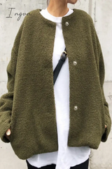 Ingvn - Casual Solid Pocket O Neck Outerwear