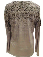 Womens Graphic Print T-Shirt - Stylish Crew Neck, Long Sleeve Comfort - Perfect for Spring & Fall Wardrobe - Trendy Casual Wear