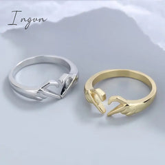 Ingvn - Simple Trendy Heart Finger Ring Lady Daily Wearable Accessories Metallic Style Jewelry for Women Hands Shape Design Gift