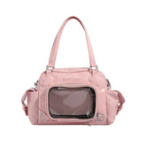 Ingvn Pink Literary Womens Shoulder Bag Sweet Cute Casual Transparent Fashion Handbag Elegant Korean Style Female Crossbody Bag