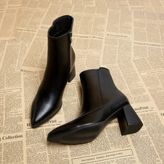 Ingvn Short Plush Women Ankle Boots Fashion Side Zippers Shoes Autumn Winter Thick High Heel Women's Warm Short Booties