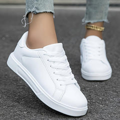 Women's Chic White Sneakers - Lightweight, Comfortable Lace-Up Casual Shoes for All Seasons