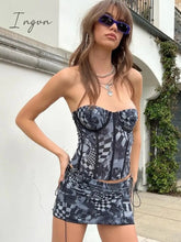 Ingvn - Two Piece Set Y2k Tube Top and Mini Skirts Matching Sets Sexy Club Outfits for Women 2023 Night Out Dress Sets