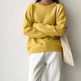 Voguable Elegant Women Sweater Oversized Knitted Basic Pullovers O Neck Loose Soft Female Knitwear Jumper