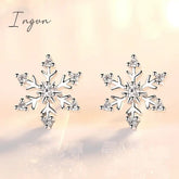 Crystal Zircon Snowflake Stud Earrings For Women Shiny Rhinestone Charm Earring Girls Christmas New Year Birthday Jewelry Gifts